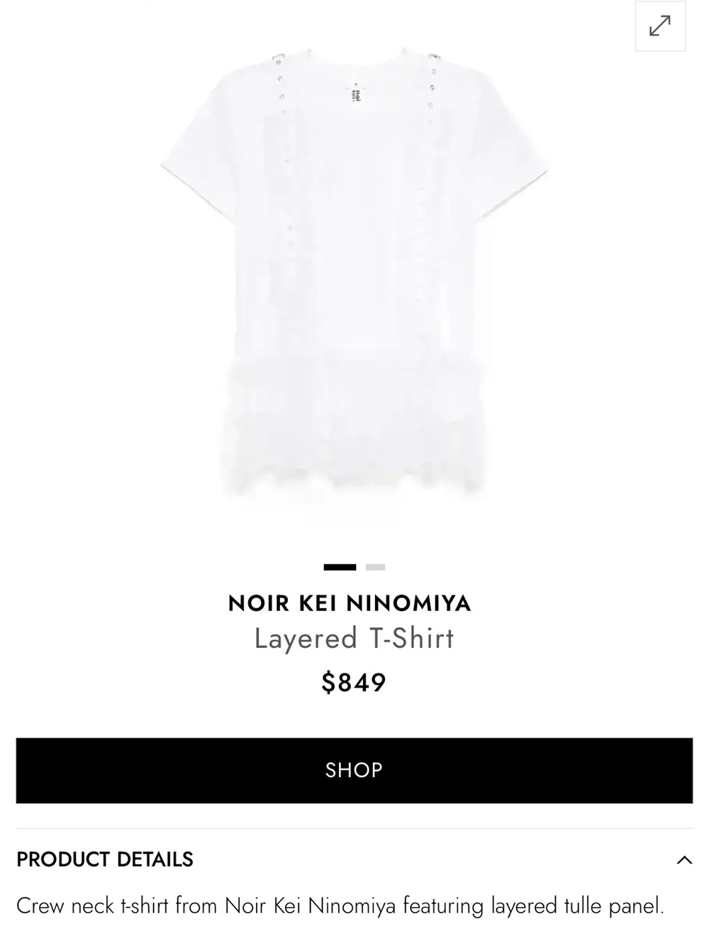 NWT Noir Kei Ninomiya by Comme des Garcons Tulle Buckle Mesh Blouse